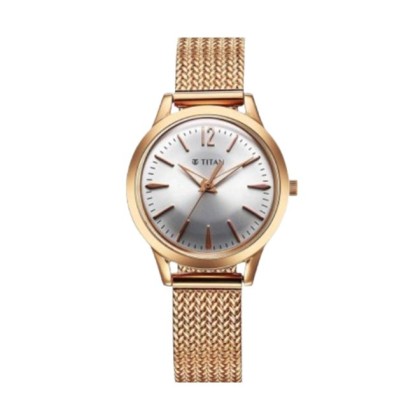 Titan Timeless Urban 95287WM01 Silver Dial Metal Strap Quartz Analog Women Watch